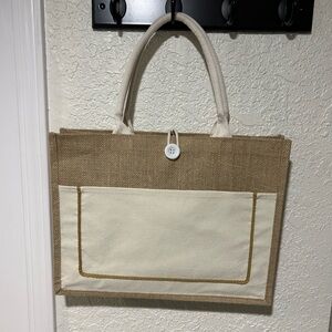 Elegant Two-Tone Tote Bag 12H x 16D x 6W